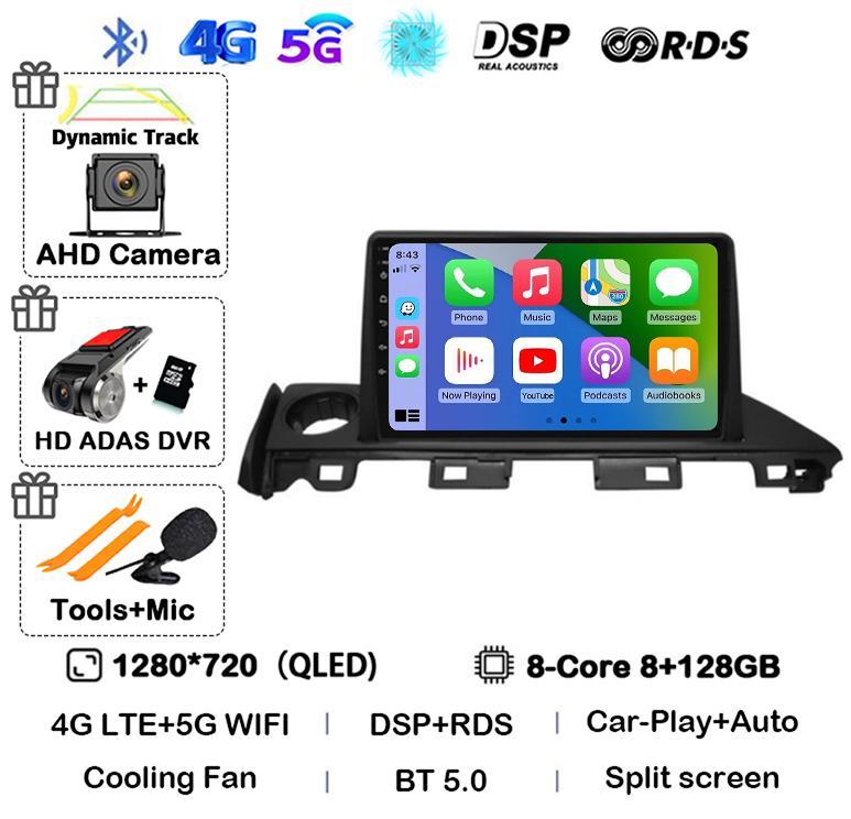 Android 14 Carplay Auto Car Radio For Mazda 6 Atenza 3 2016 2017 2018 GPS 4G+WIFI Video Player Multimedia Stereo Head Unit QLED