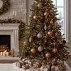 Spherical Flocked Baubles Electroplated Velvet Balls Xmas Decor Tree Pendants  Fireplace
