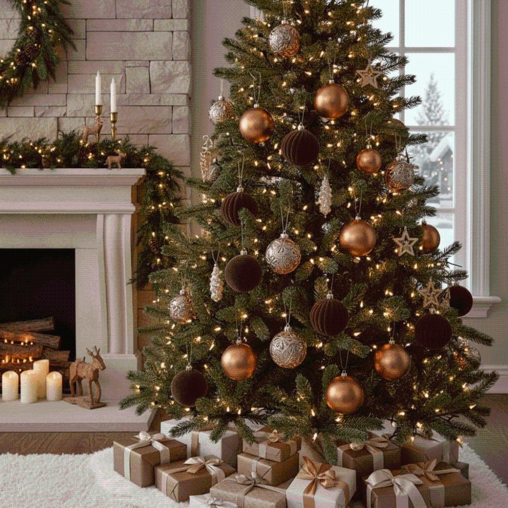 Spherical Flocked Baubles Electroplated Velvet Balls Xmas Decor Tree Pendants  Fireplace