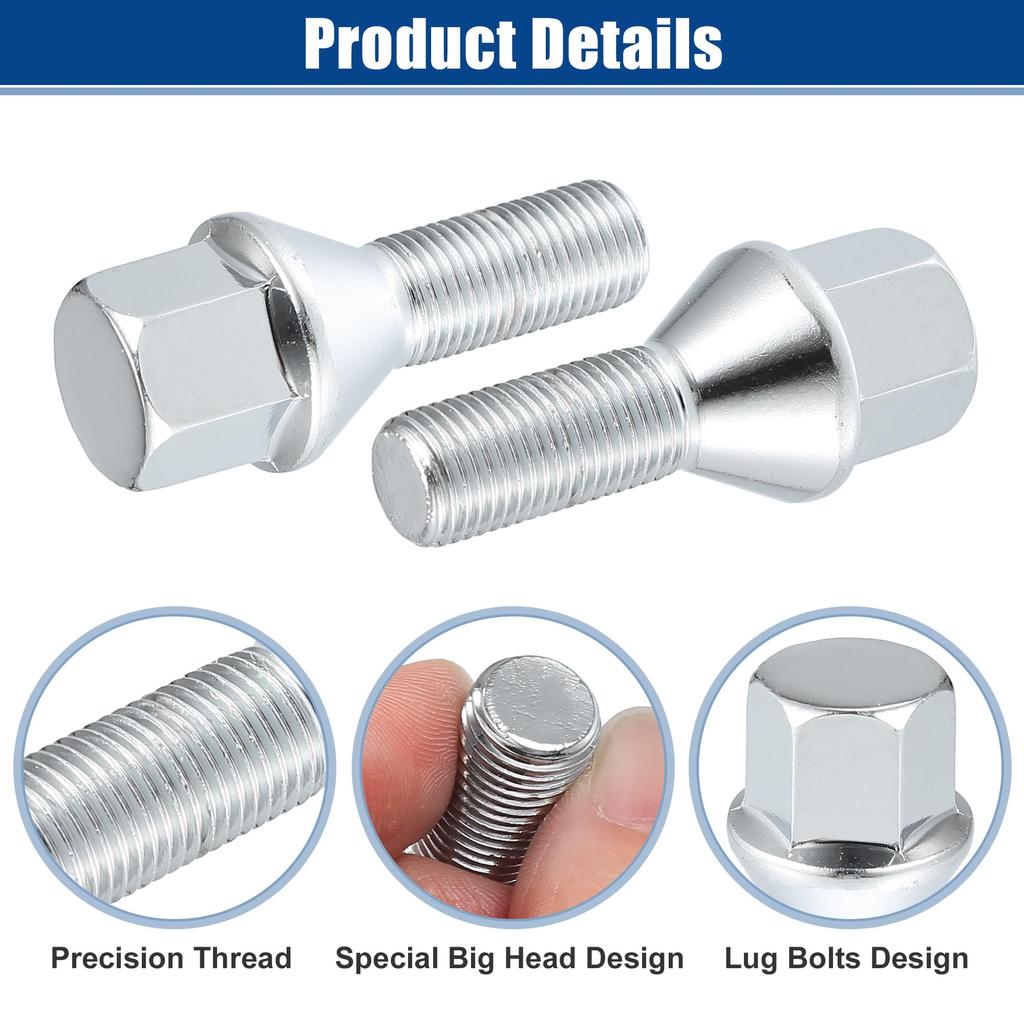 ACROPIX M12x1.25 Wheel Nut Hub Assembly Wheel Stud Fits Jeep Compass 2018-2022 No.6509933AA/53182366/6511051AA 20 Pack