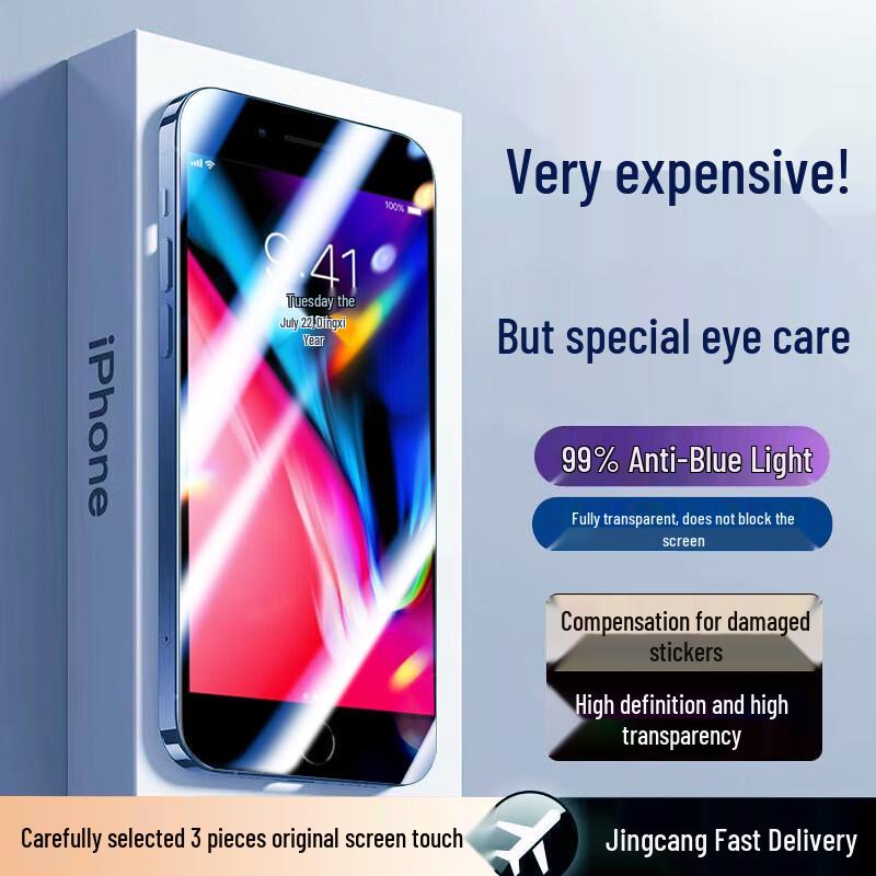 Anti-Blue Light Tempered Glass Screen Protector for Apple iPhone (3-Pack)