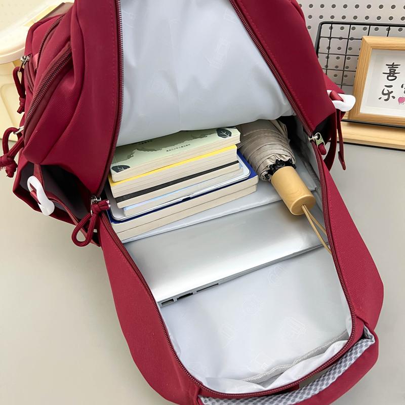 Junior High School Student Schoolbag Letter Print Large Capacity Backpack Men Women Color Contrast Backpack