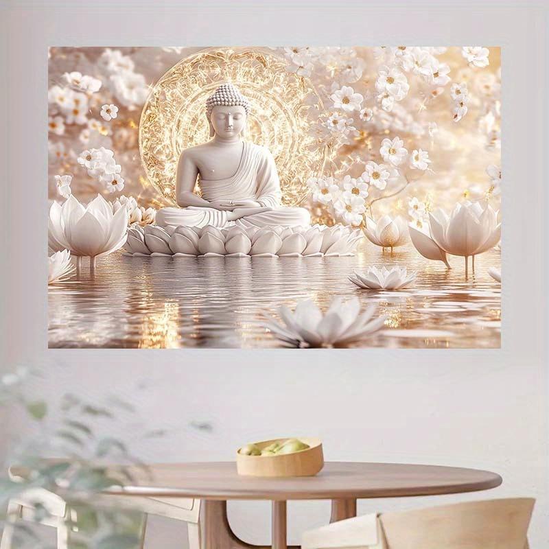 "Buddha Lotus Polyester Tapestry Multi-Size Wall Art for Home Decor Zen Gift Meditation Room Bedroom"
