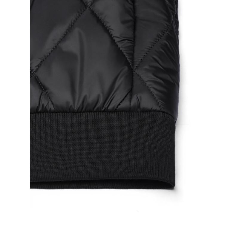Men Solid Color Stand Collar Thickened Warm Quilted Bomber Jacket Casual Outerwear