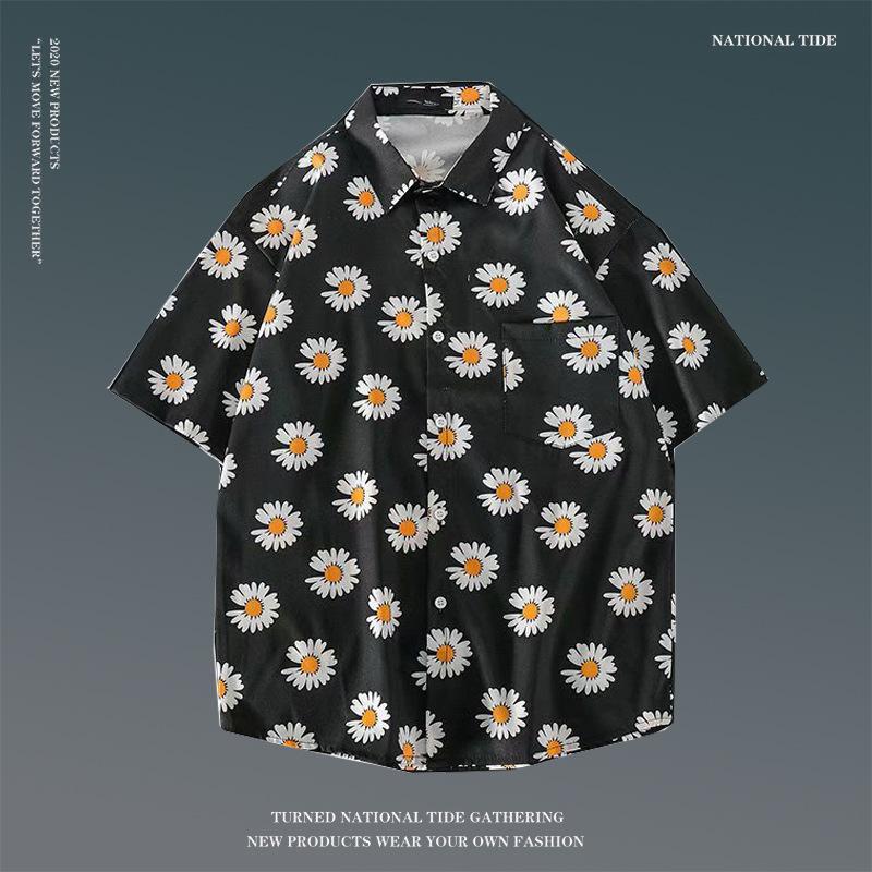 Japanese Hong Kong-Style Floral Hawaiian Shirt - Unisex Summer Short-Sleeve Retro Beachwear