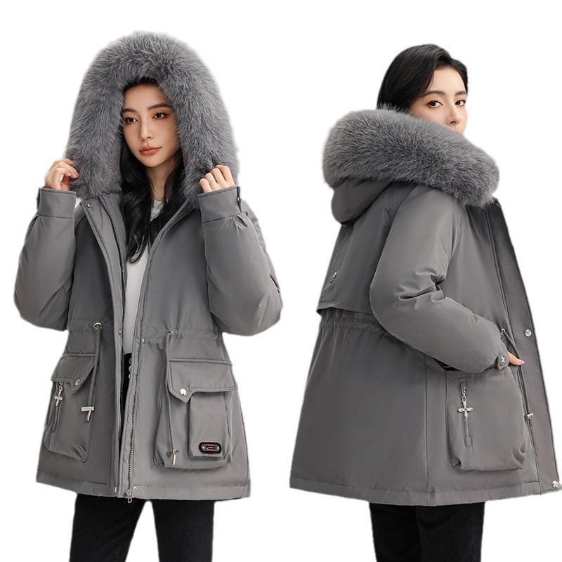 Autumn and winter new fleece thickened pie overcoming jacket short fashion big fur collar warm women's down padded jacket