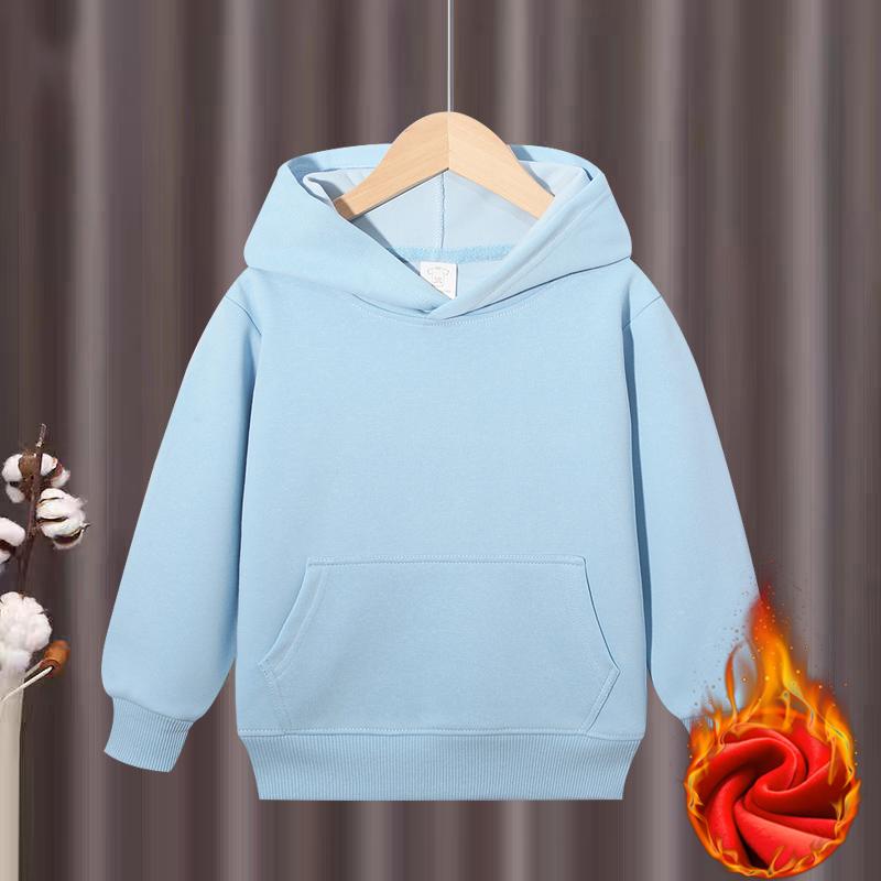 Heavy Weight Cotton Plus Velvet Hooded Sweater KID Thickened Tight Polar Fleece Pullover Hoodie Children Sweats KIDYINHR