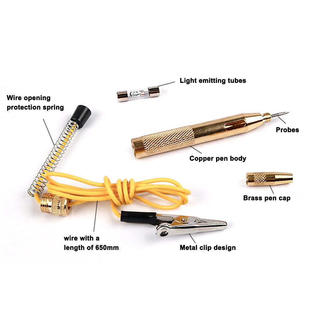 Vehicle Maintenance Copper Test Pen Circuit Detection Pen 6Volt 12Volt 24Volt Car Light Tester Circuit Detector Light