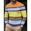 Men's Long Sleeve T-Shirt Orange Yellow Blue Stripe Polyester Casual