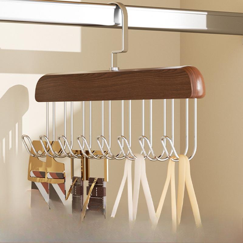 

Solid Wood Eight-hook Hanging Rack Vest Hook Wooden Eight-hook Storage Clothes Hanger Coffee-colored