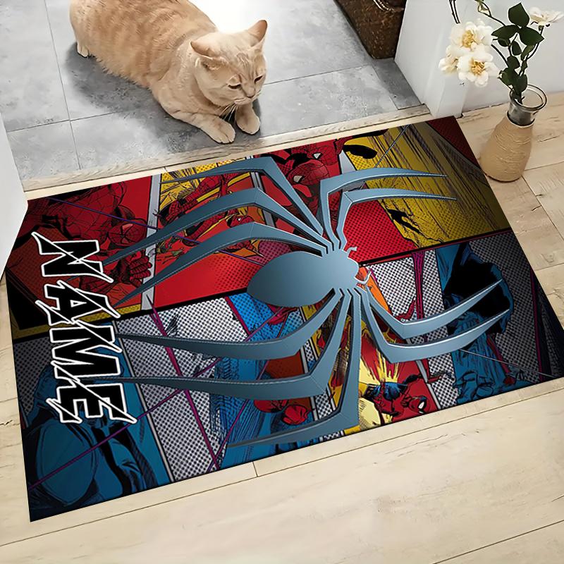 Custom Name Spider-Man Comic Artwork Carpet Rug Customizable Soft Washable Anti-Slip Home Living Room Sofa Mats Personalized Rug. 09097