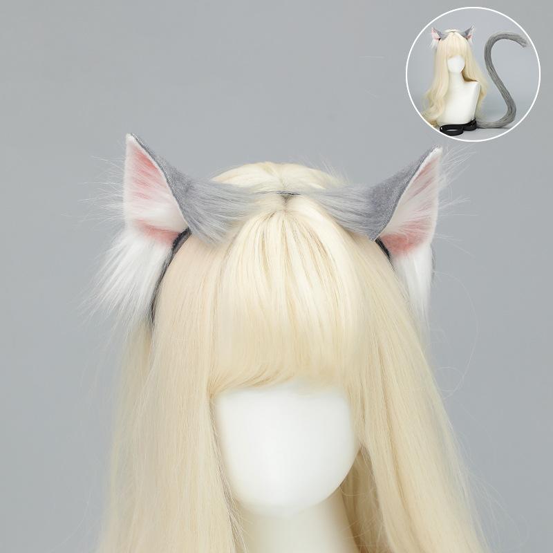 Handmade Plush Cat Ear Headband & Tail Set - Realistic Cosplay Props for Anime Conventions