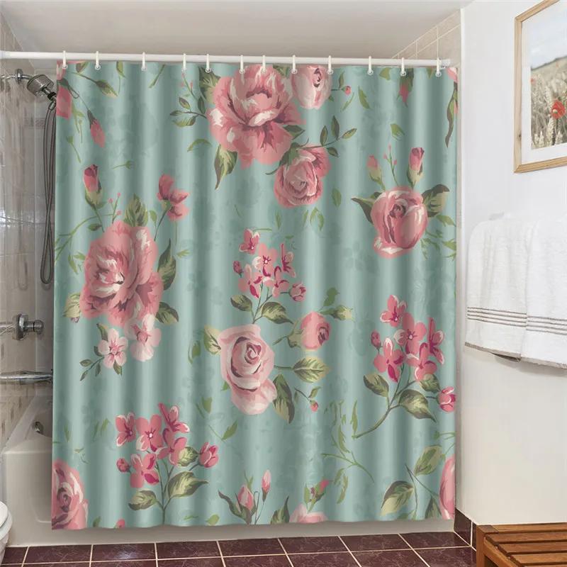 Waterproof Bath Curtains 100% Polyester Fabric Shower Curtain Thinking Elephant Printed Home Decoration Background Screen Decor