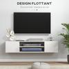 Floating TV Stand Cabinet for TVs Up To 60", Wall Mounted TV Unit with Open Shelf, Storage Cupboards and Cable Management for Living Room, White