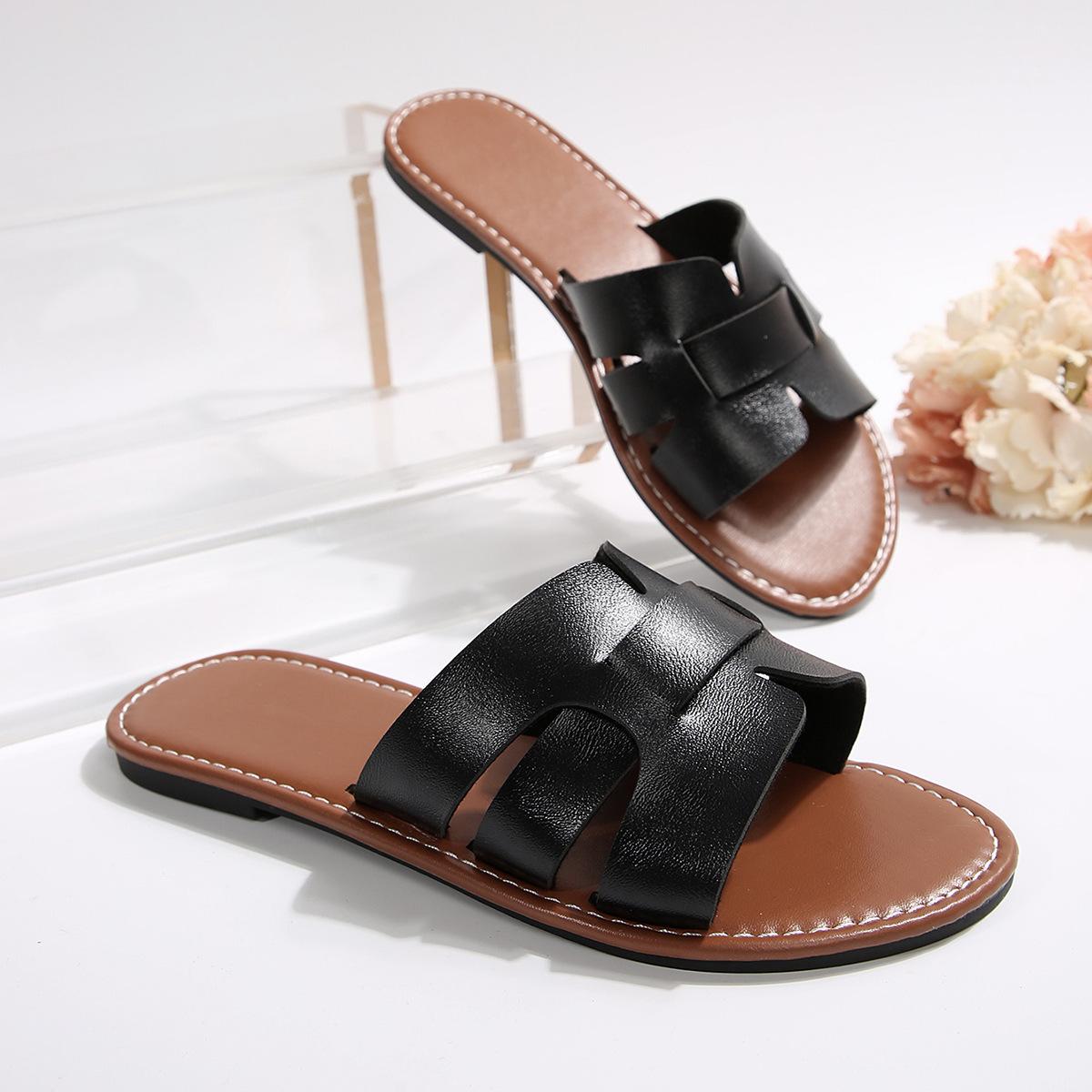 

Women s Wide Width Single Strap Sandals, Open-Toe Beach Slides, European Summer Slippers for Women 43 чорний коричневого кольору