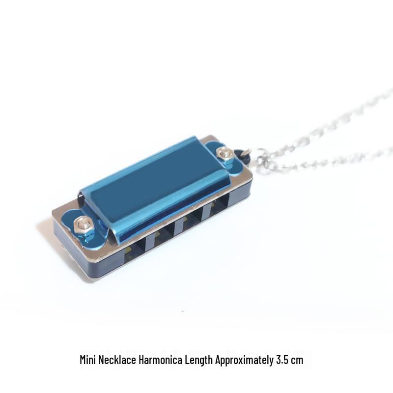 Mini Kinderhalskette Mundharmonika, 4-Loch 8-Noten, Musikinstrument Anhänger Geschenk