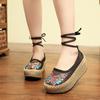Fashion 2024  Ethnic Style Embroidered Shoes Women's Net Ahoes Spring And Autumn Lace-up  Retro Fashion Hanfu Shoes women's Cloth Shoes