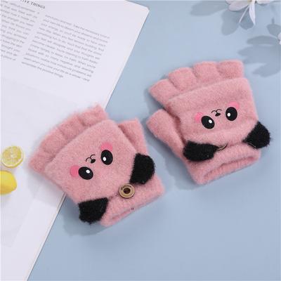 Luvas Infantis Inverno Bebê Quentes e Espessas Meninas Antifrio Sem Dedos Escrita Meio Dedo Aba Rebatível Meninos Jardim de Infância