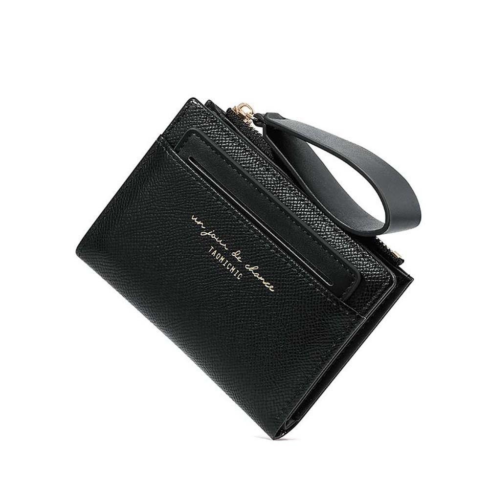 Portable Solid Color Card Bag Multiple Card Lady Short PU Purse Women Folding Wallet Business