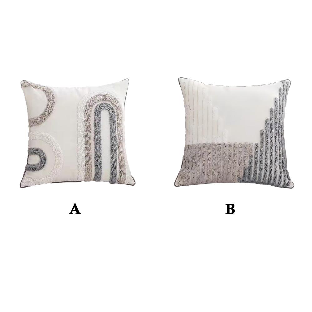 BUYNOW 1PC Geometric Lines Looped velvet Pillowcase 18X18Inch Bohemian Living Room Sofa Cushion Cover Home Bedroom Saddle Decor