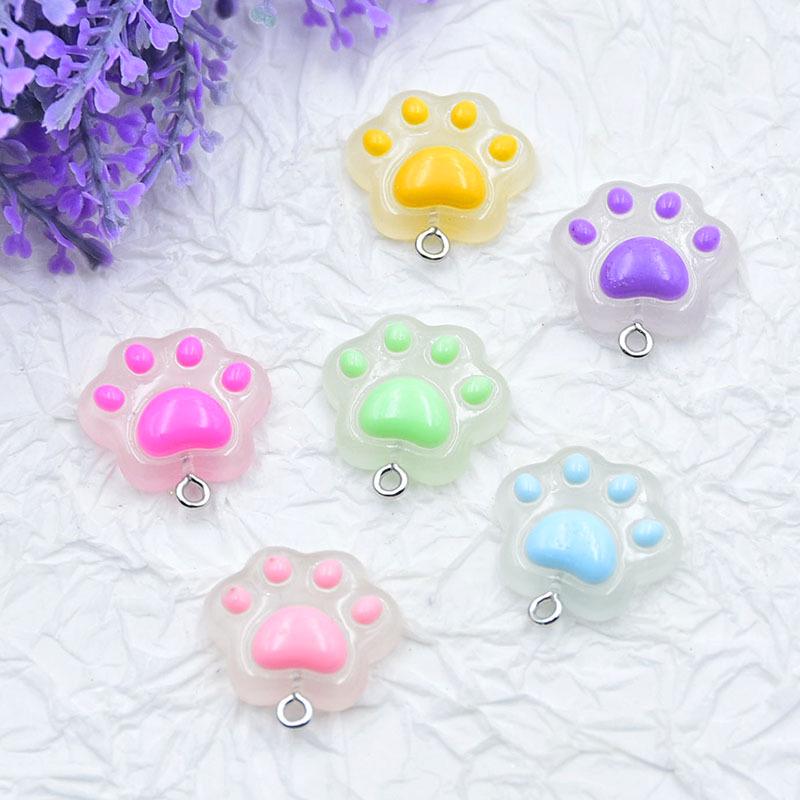Luminous Resin Kitten Paw Pendant Charm Jewelry Accessory