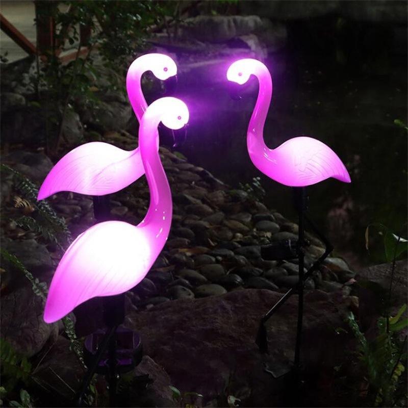 

3PCS Solar Flamingo Ground Lamp Outdoor Patio Garden Decoration Led Simulation Decoration Lights