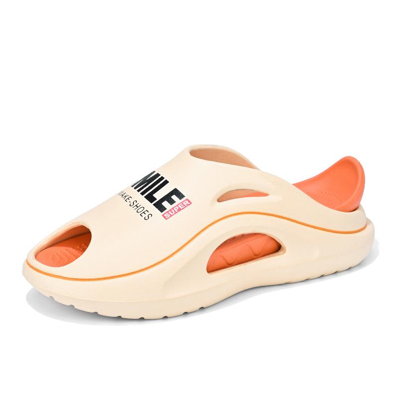 

Slippers men s summer wear home stepping on shit 2025 new non-slip beach couple shoes casual personality one-word drag 45