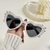 Large Frame Love Inlaid Pearl Sunglasses Peach Heart Party Dance Sunglasses Women'S Photo Sunglasses