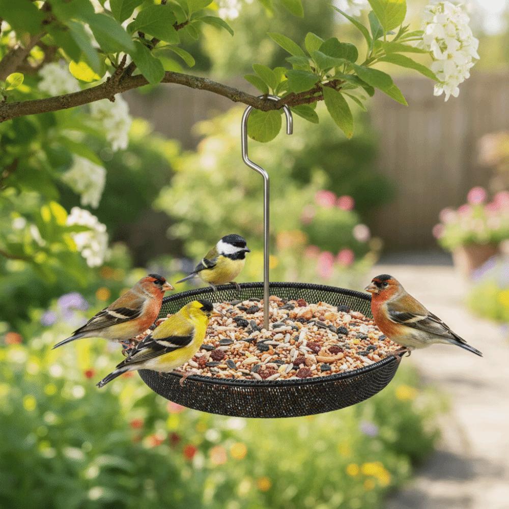 Large Capacity Hanging Bird Feeder Rustproof Bird Food Tray Creative Wild Bird Feeder  Courtyard