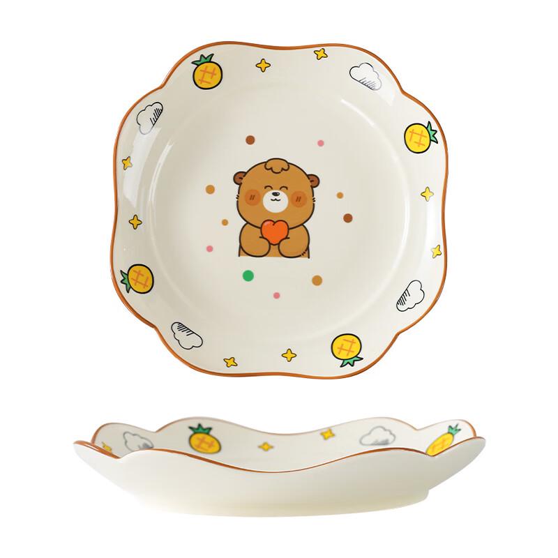 Huaiyi Ceramic Cartoon Bear 9-inch Dinner Plate Set