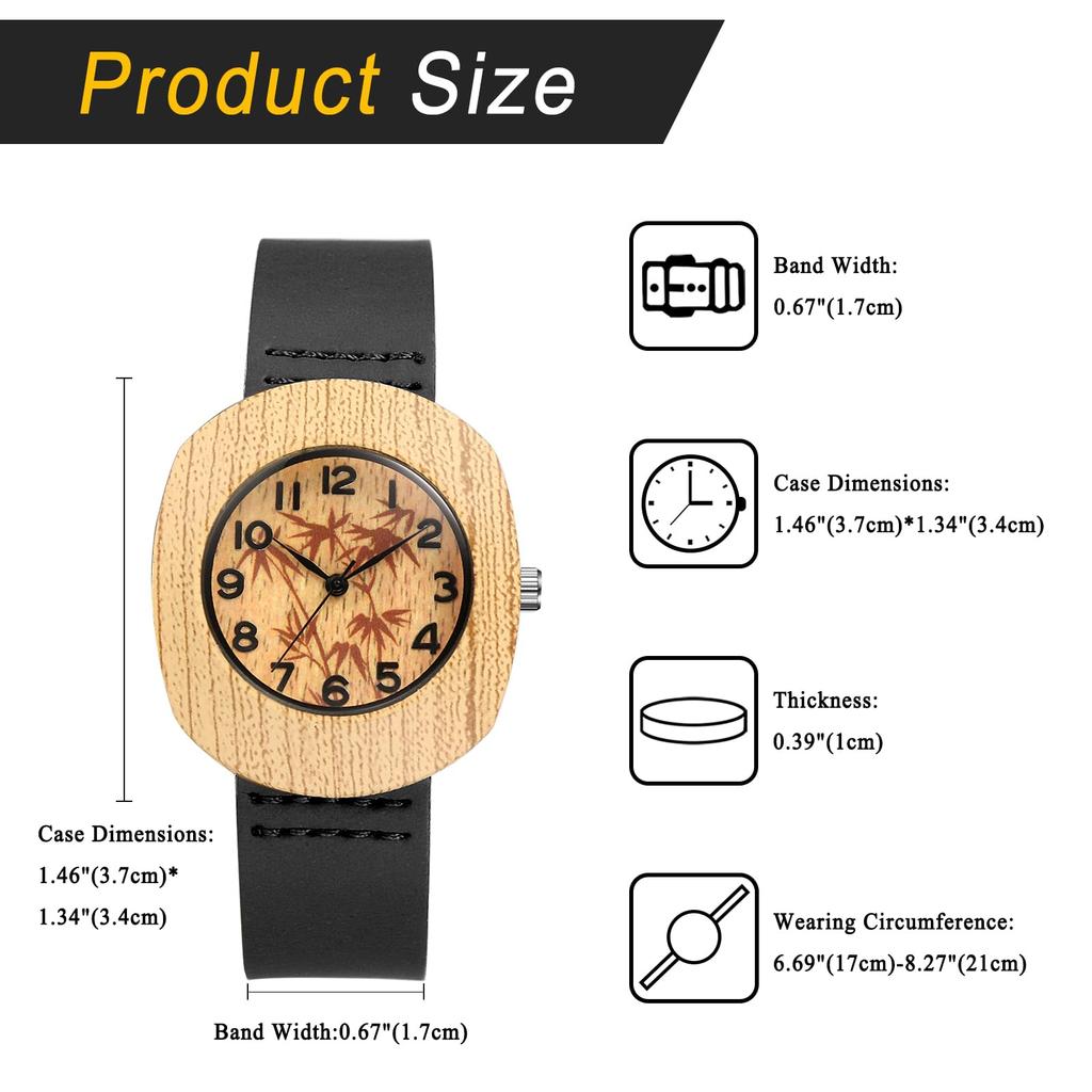 Antique Wooden Watch for Women with Leather Strap: Analog Waterproof Bohemian Accessory - Valentine's Day or Christmas Gift