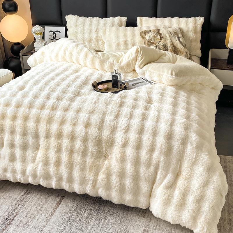 

Luxury Faux Rabbit Fur Blanket for Winter Thickened Warm Double Layer Plush Blankets for Bed Fluffy Soft Warmth Quilt Comforter 1.5x2.0m 2.5kg белый