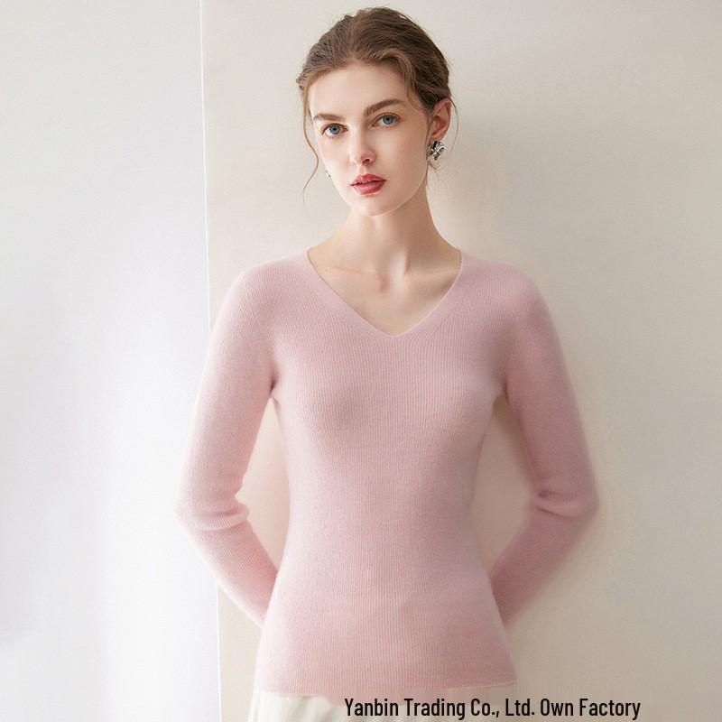 Damen Kaschmir V-Ausschnitt Langarm Pullover für Herbst/Winter