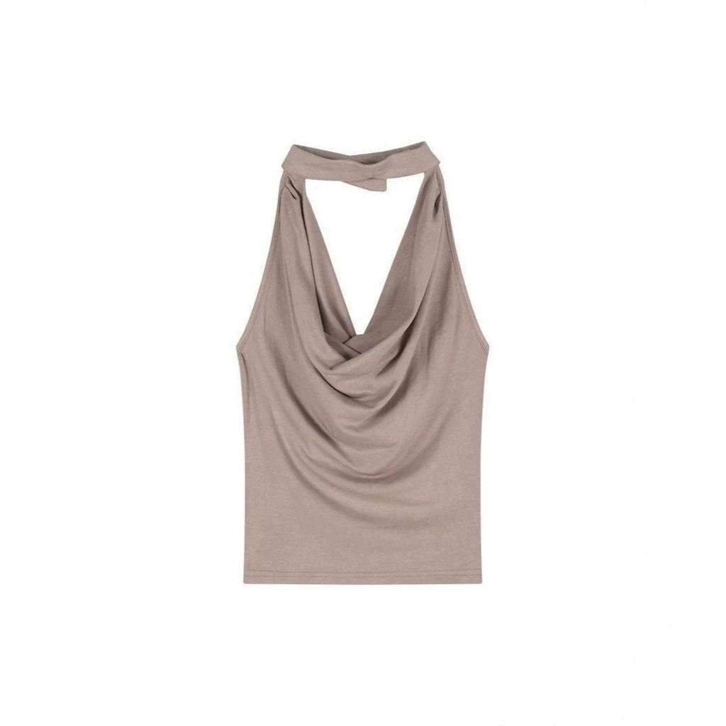 Pure desire Spice Girl neck swing neck vest women's summer waist and thin design short sexy backless sleeveless top