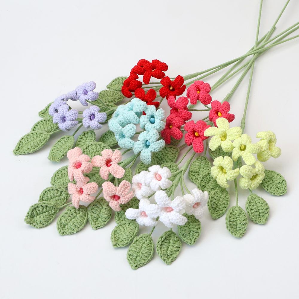 Daphne Odera Crochet Flower Bouquet Creative Handwoven Flower Cute Artificial Flowers Wedding Home Decor Gift
