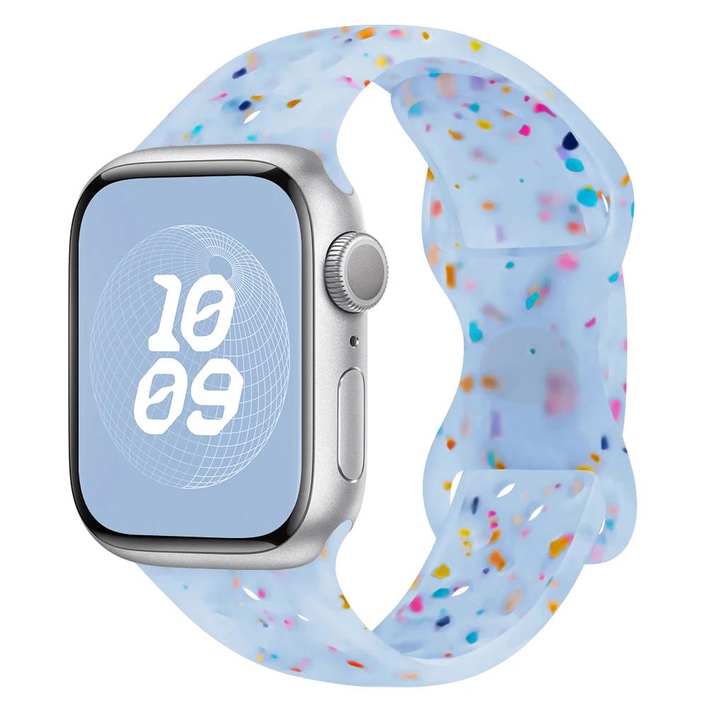 Color Particles Strap for Apple Watch Ultra 2 Band 49mm 45mm 44mm Silicone Bracelet for IWatch Series 9 8 7 6 5 41mm 42mm SE 4 3
