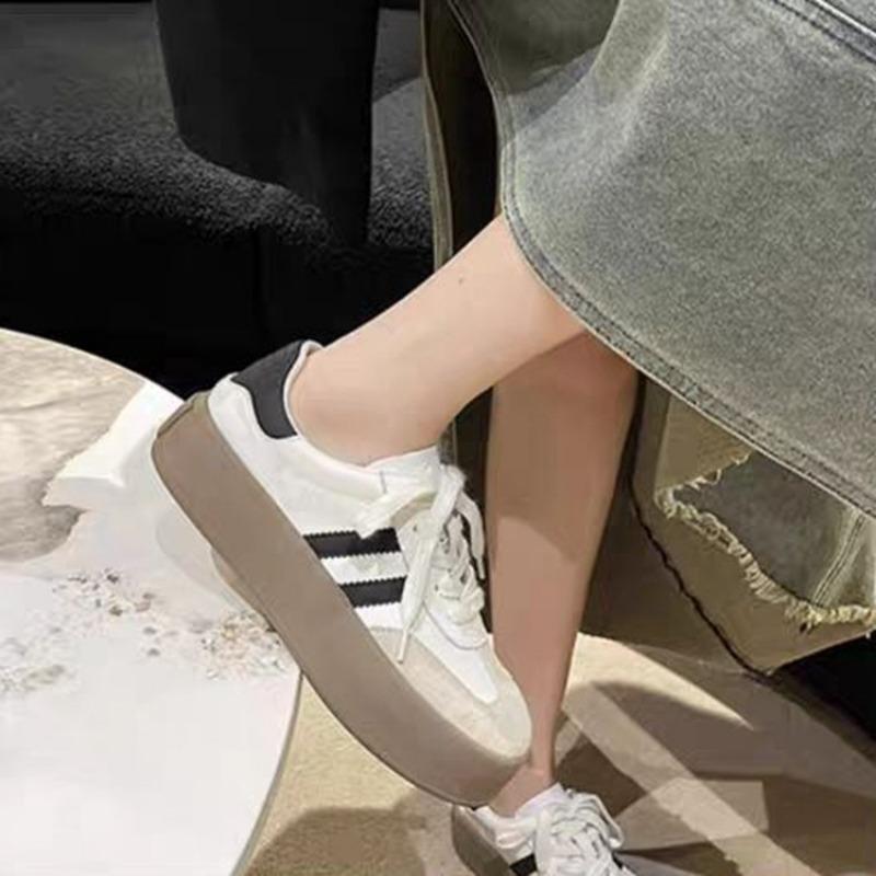 Spring New Thick-Soled Inner Heightening White Shoes For Women Retro Korean Style Sports And Leisure Sneakers For Women