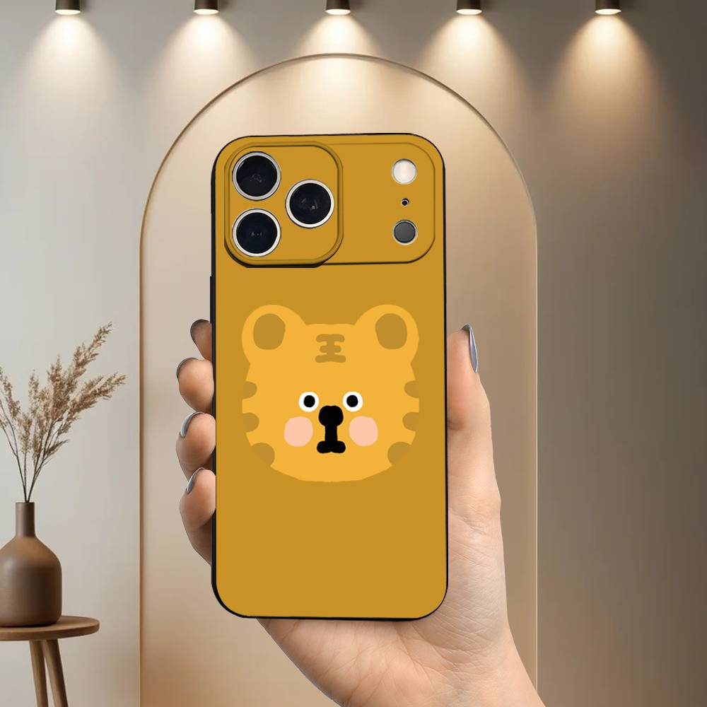 Cute Tiger Funny Phone Case For iPhone 17,16,15,14,13,12,11 Plus,Pro Max,XS,X,XR,SE,Mini,8,7,Soft Silicone Black Cover