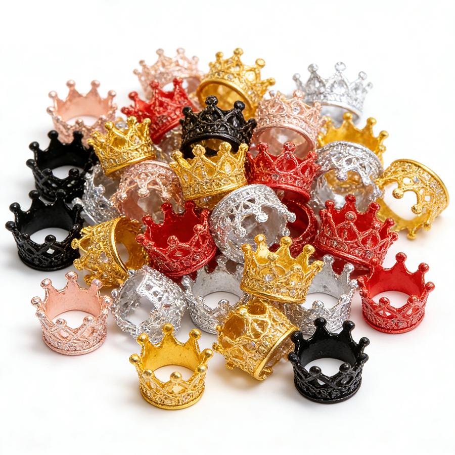 20pcs 1cm Mini Alloy Crown Charms Loose Beads Pendants Dollhouse Metal Crown Miniature Jewelry Making Necklace DIY Crafts