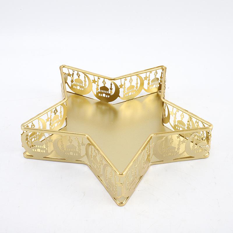 

Middle East Creative Golden Star and Moon Ironware Tray,suitable for Storing Snacks and Fruits,luxurious Elegant Home Decoration