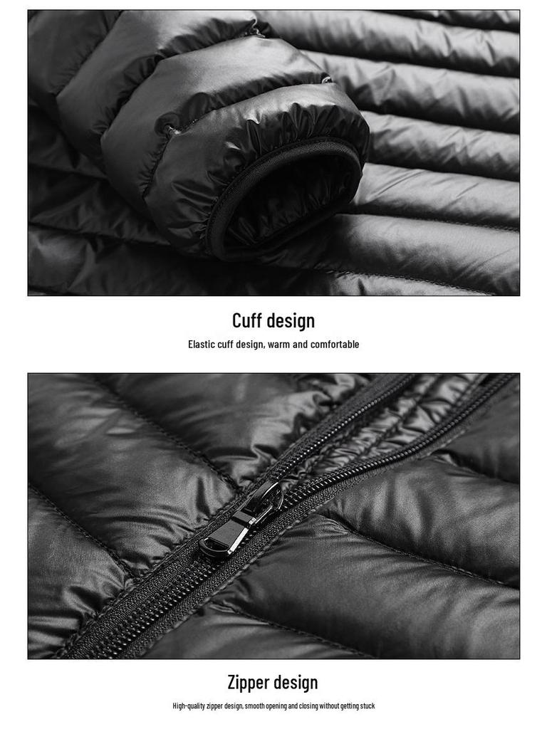 2024 Men's Lightweight Down Vest: Fashionable Stand-up Collar, Sleeveless, 50% Down.