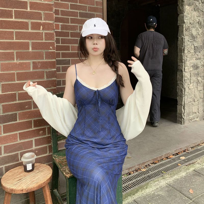 

Wildly Spicy Sea Salt Dream: French Retro Strap Dress for Slightly Curvy Women, Summer Slim Fit Plus Size Dress White Blouse (Choose One Size Fits All) One size