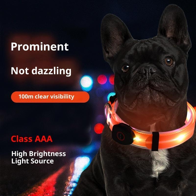 LED Leuchthalsband USB-Aufladung Haustierhalsband mit Licht PVC Geflochtenes Gurtband Hundeleine Leuchtendes Hundehalsband