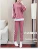 2023 Autumn Women's Knit Two-Piece Set: Korean Style Loose Top with Wide Leg Long Pants