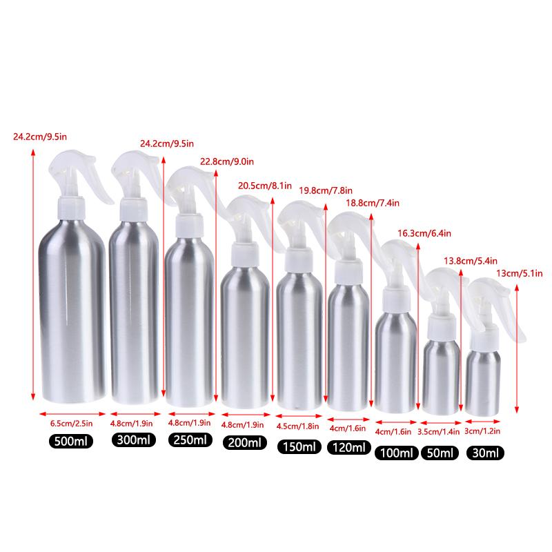 1Pcs 30-500Ml Aluminum Bottle Empty Spray Bottles Pump Sprayer Fine Mist Spray Refillable Bottles Water Spray Bottle Sprinkler