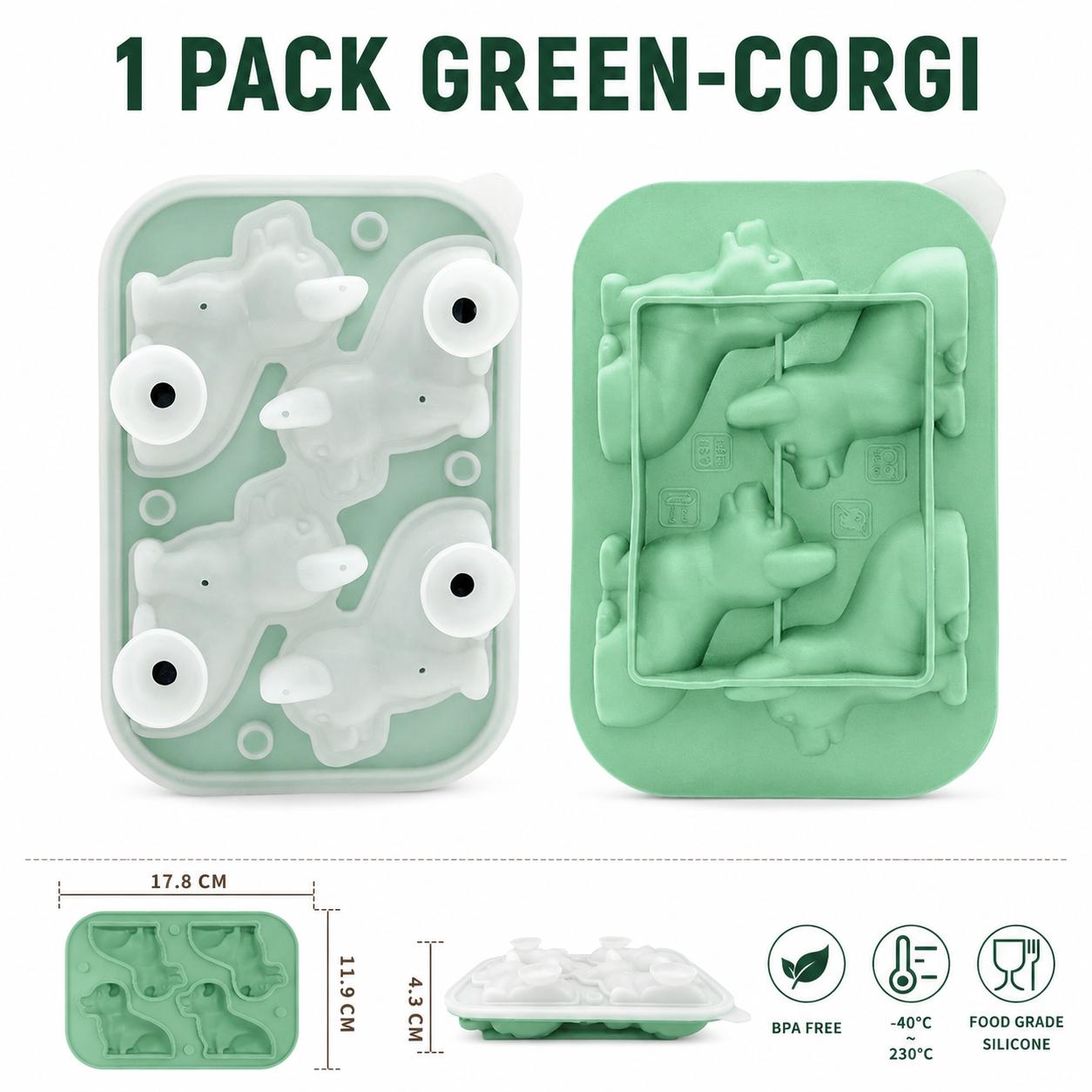 3D Corgi Dog Silicone Ice Mold Maker Whiskey Cocktails Big Dog Ice Cube Trays with Funnel Effortless Release Summer Ice Tools