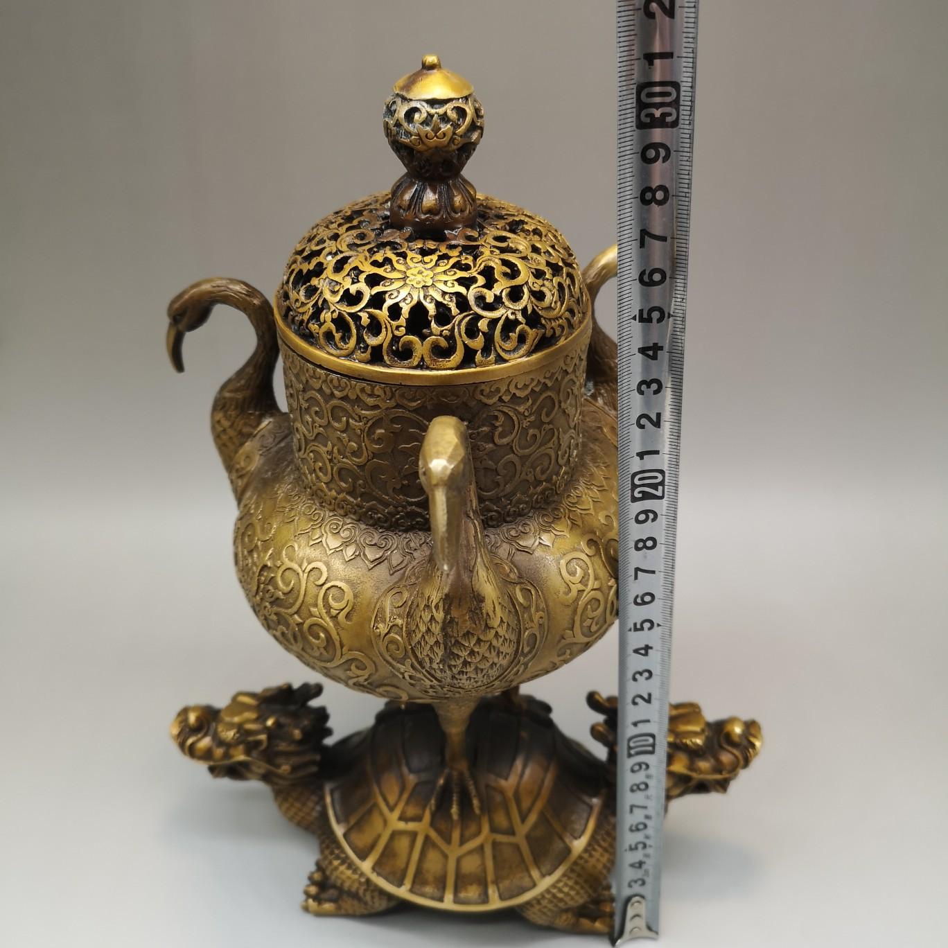 Brass Dragon Turtle Crane Burner Ornaments Crafts Home Incense Small aboutHigh22.5c