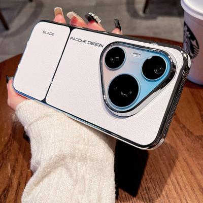 For Huawei Pura 80 Pro Pura80 Pro+ Case For MagSafe Magnetic PU Vegan Leather Splicing Electroplated PC Lightweight Hard Cover