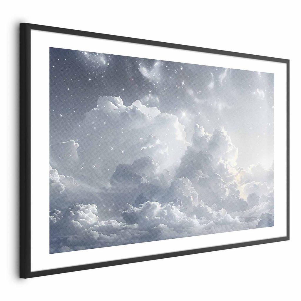 Plakat - Astralny Spokój: Gwiazdy Rozsypane Nad Delikatnymi Chmurami
