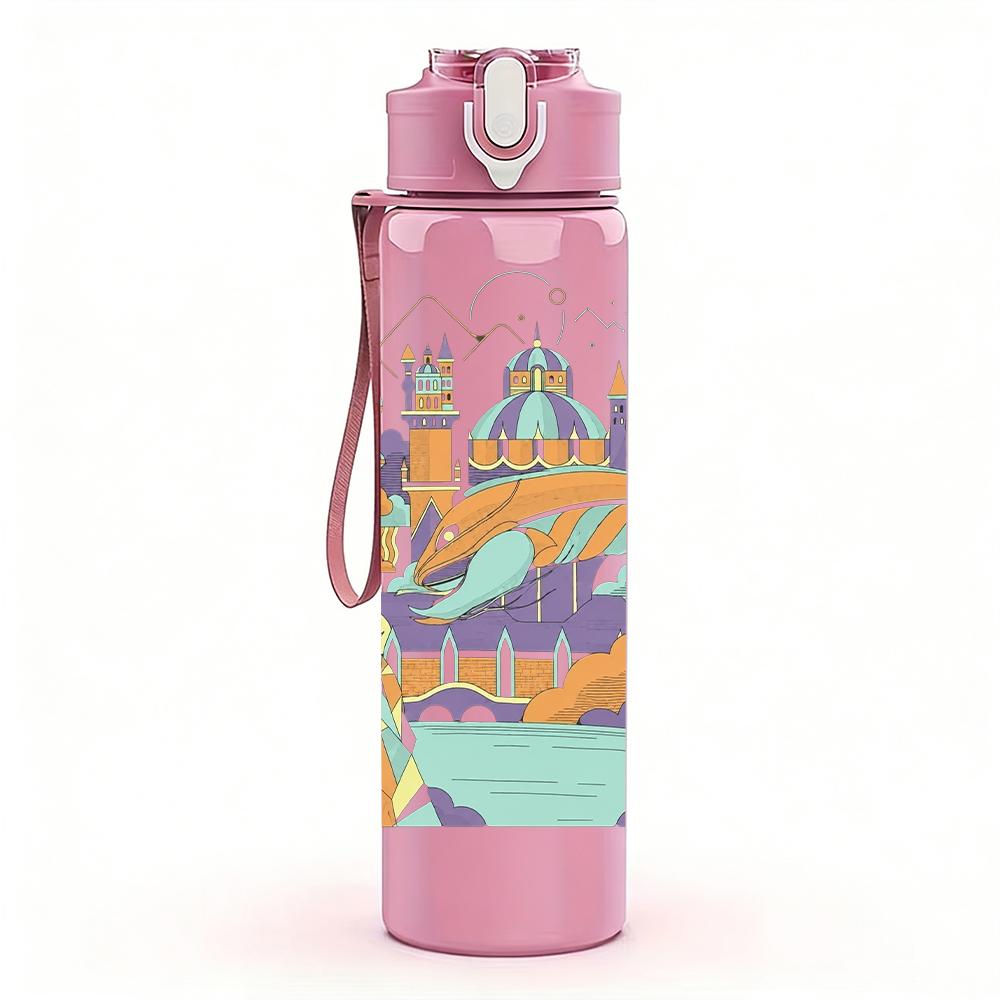 1PC Colorful Retro City Graffiti Street Art Print 750ml Portable Sports Water Bottle Leakproof Gym Outdoor Travel Drink Cup
